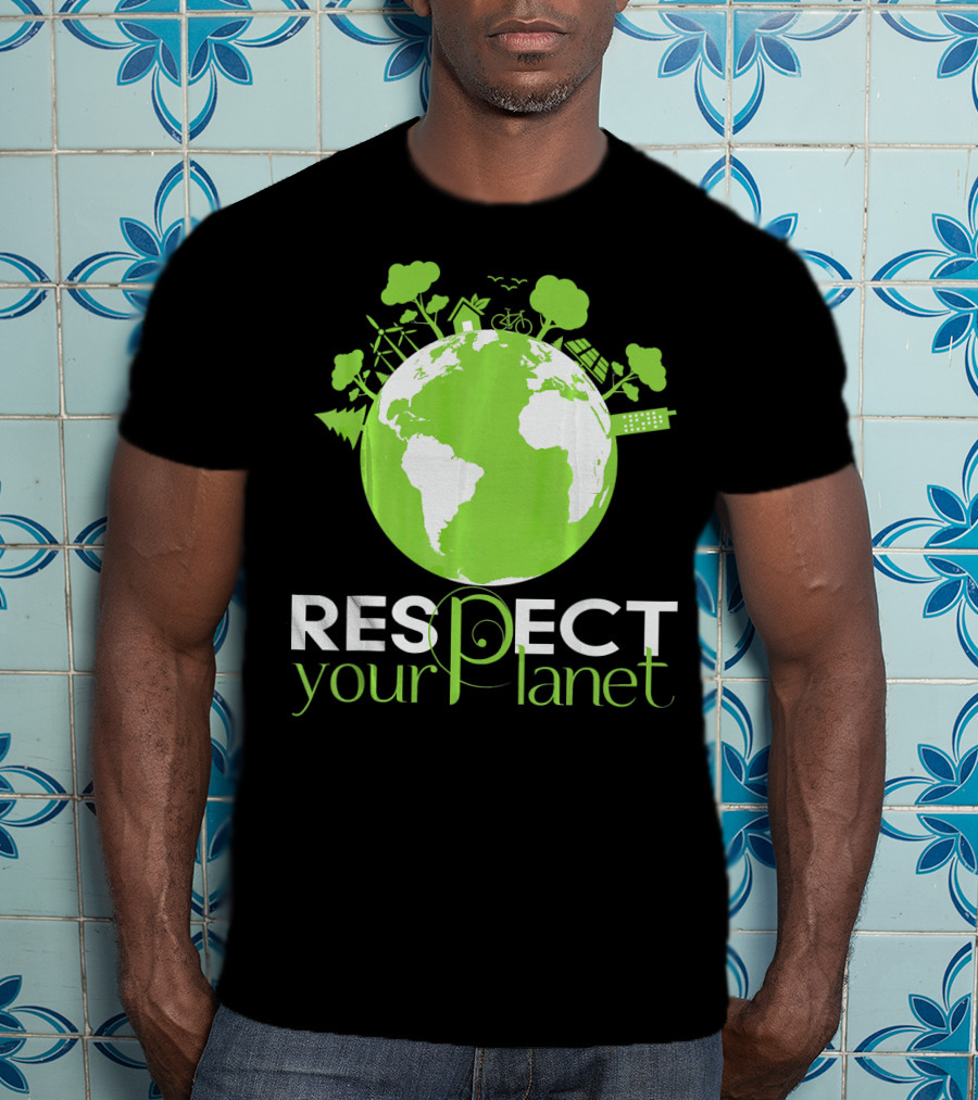 Respect Your Planet Earth Day Green Eco Symbols T-Shirt