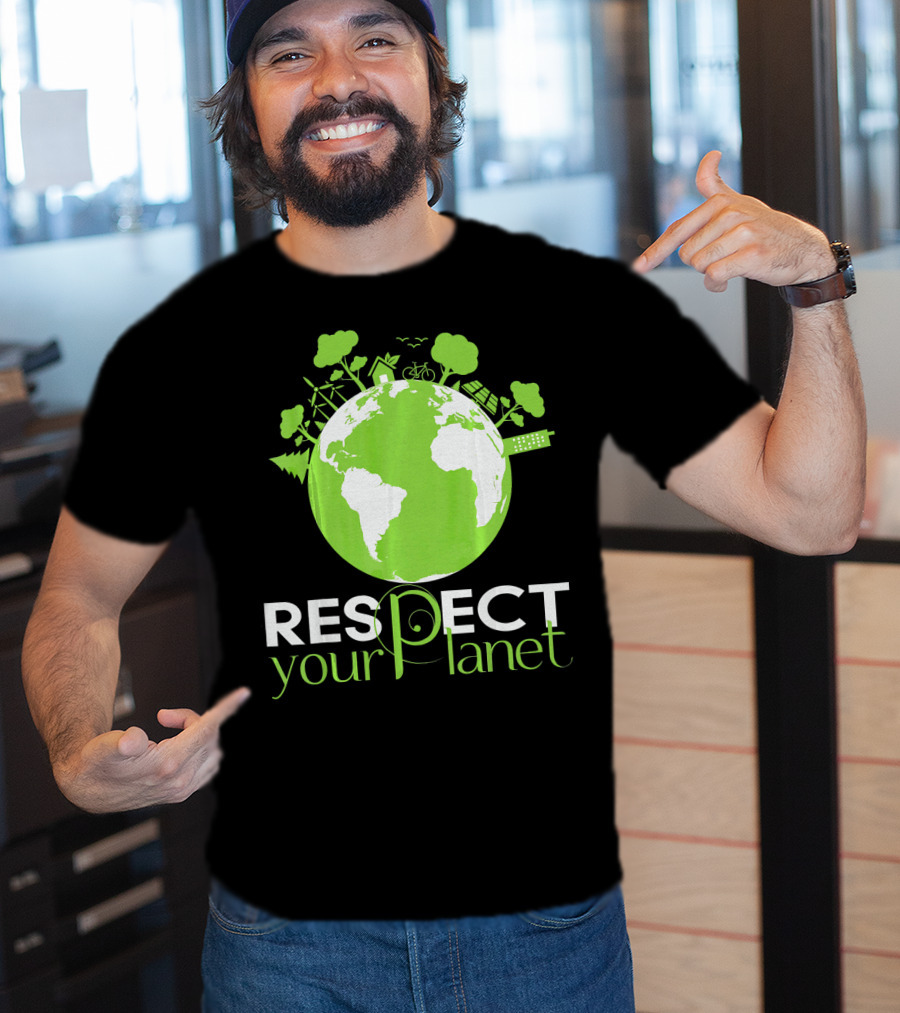 Respect Your Planet Earth Day Green Eco Symbols T-Shirt