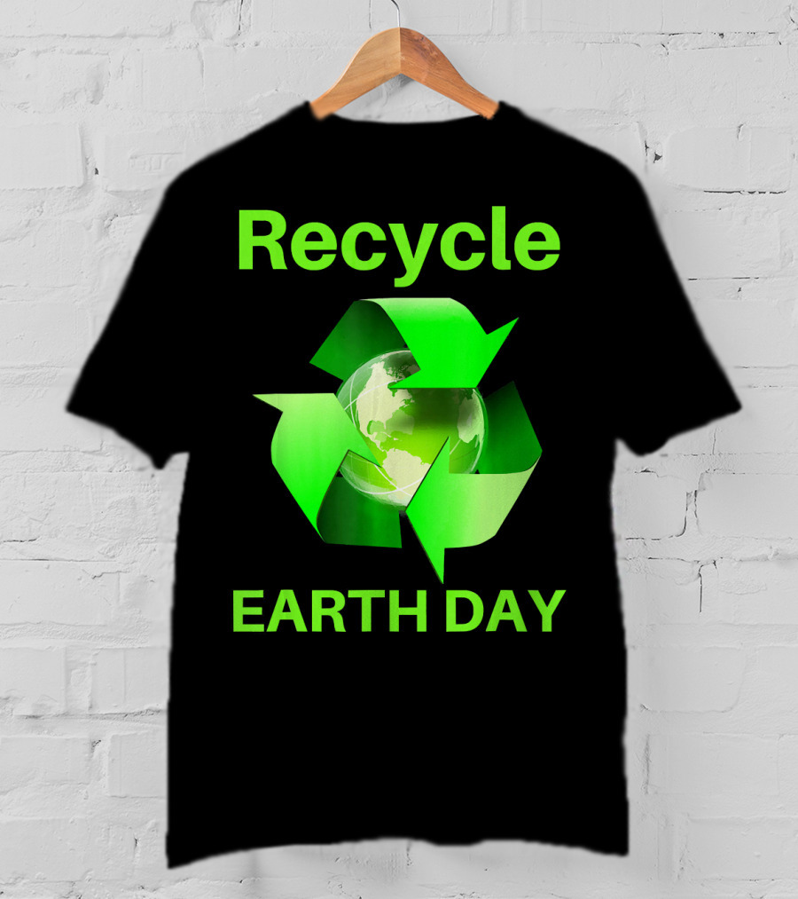 Recycle Earth Day Green Arrows Globe T-Shirt