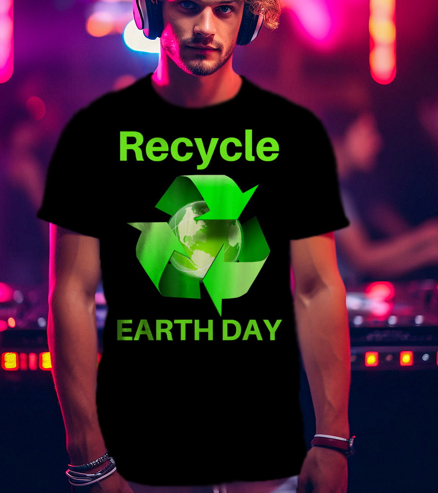 Recycle Earth Day Green Arrows Globe T-Shirt