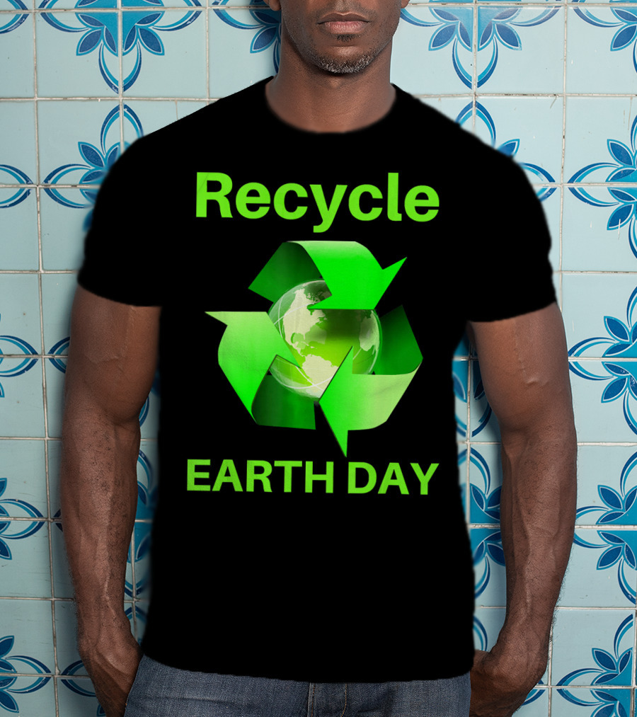 Recycle Earth Day Green Arrows Globe T-Shirt