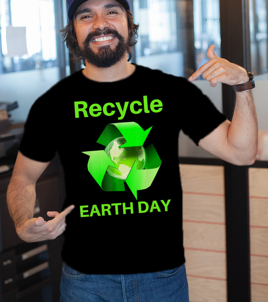 Recycle Earth Day Green Arrows Globe T-Shirt