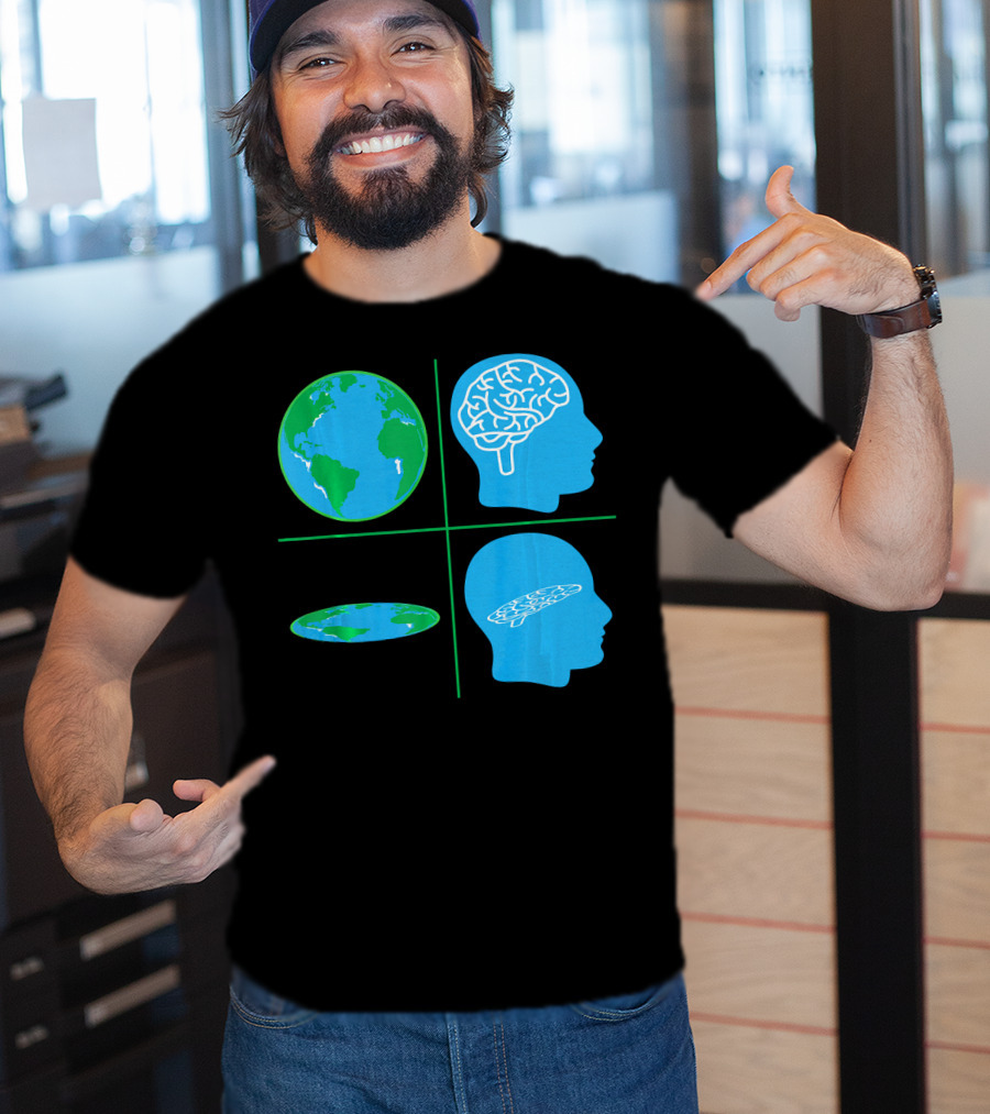 Flat Earth Society Flat Brain Memes Globes And Brain Flatheads T-Shirt