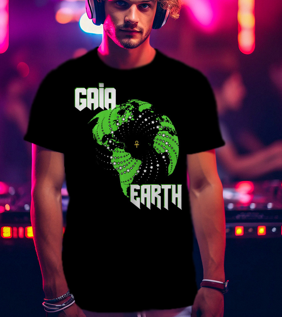 Gaia Earth Ankh Starry Globe T-Shirt