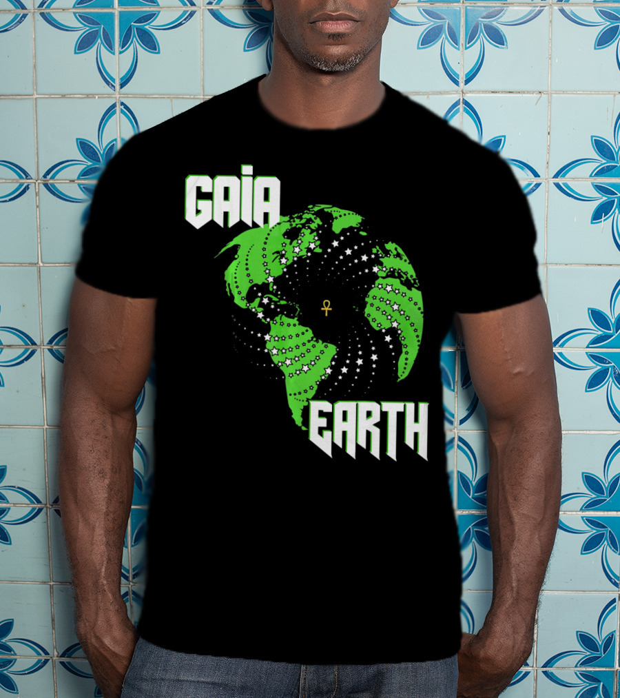 Gaia Earth Ankh Starry Globe T-Shirt