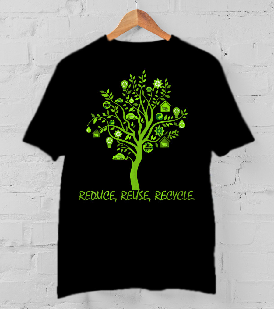 Reduce Reuse Recycle Earth Day Tree With Eco Icons T-Shirt
