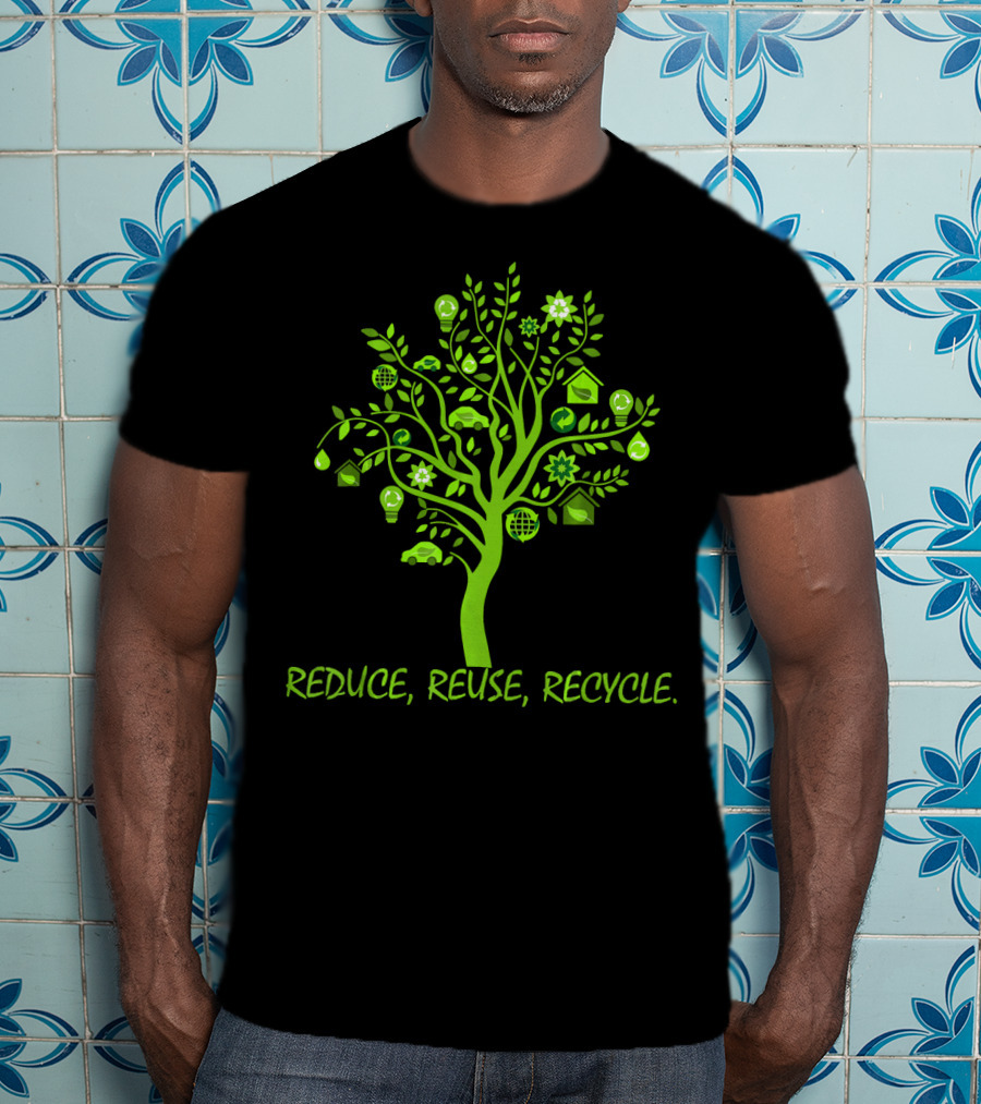 Reduce Reuse Recycle Earth Day Tree With Eco Icons T-Shirt