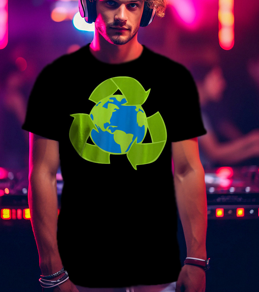 Planet Earth Recycle Symbol Env Eco-Friendly T-Shirt