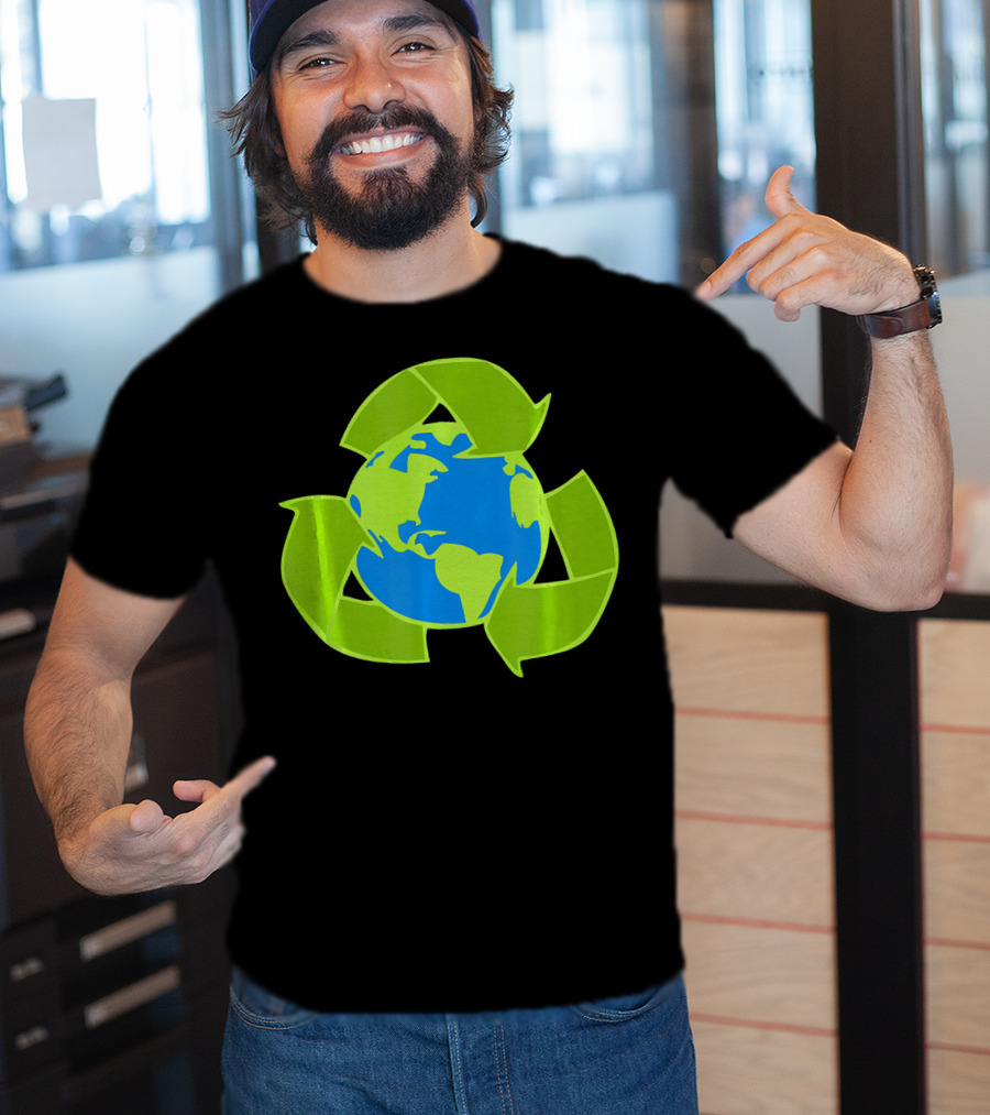 Planet Earth Recycle Symbol Env Eco-Friendly T-Shirt