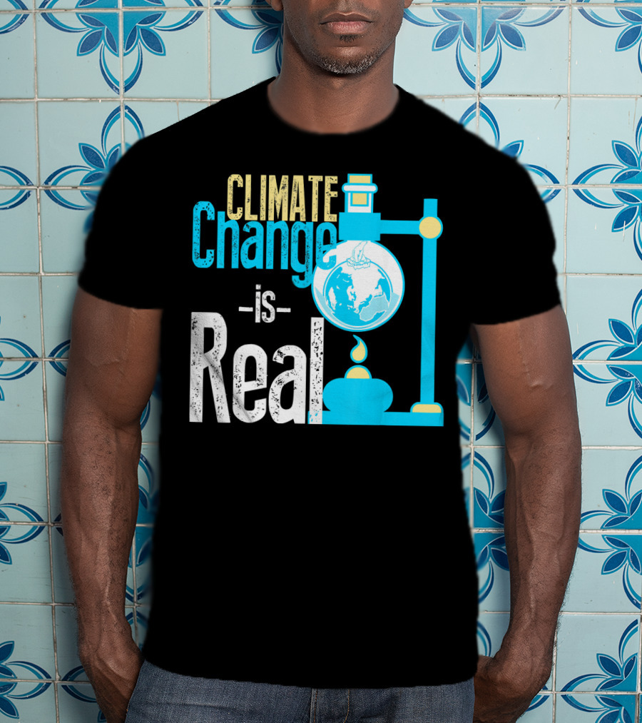 Climate Change Is Real Earth On Fire Scientific T-Shirt