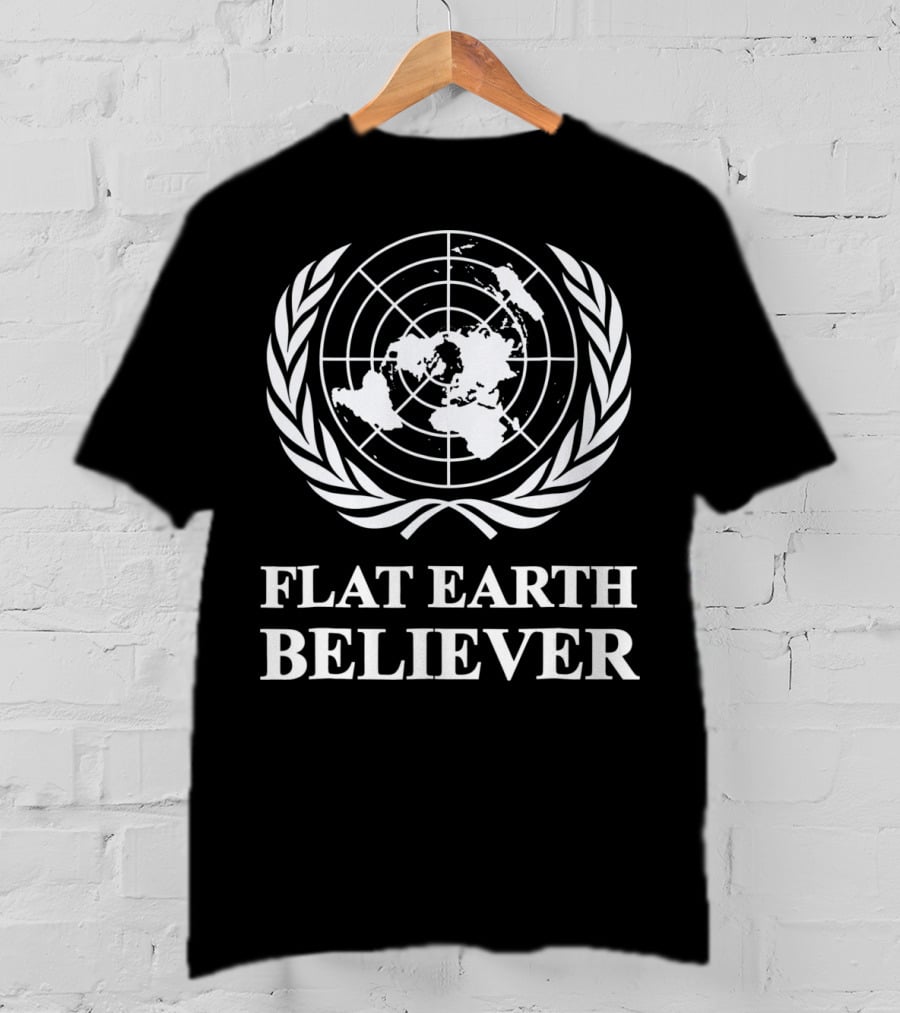 Flat Earth Believer Globe Emblem T-Shirt