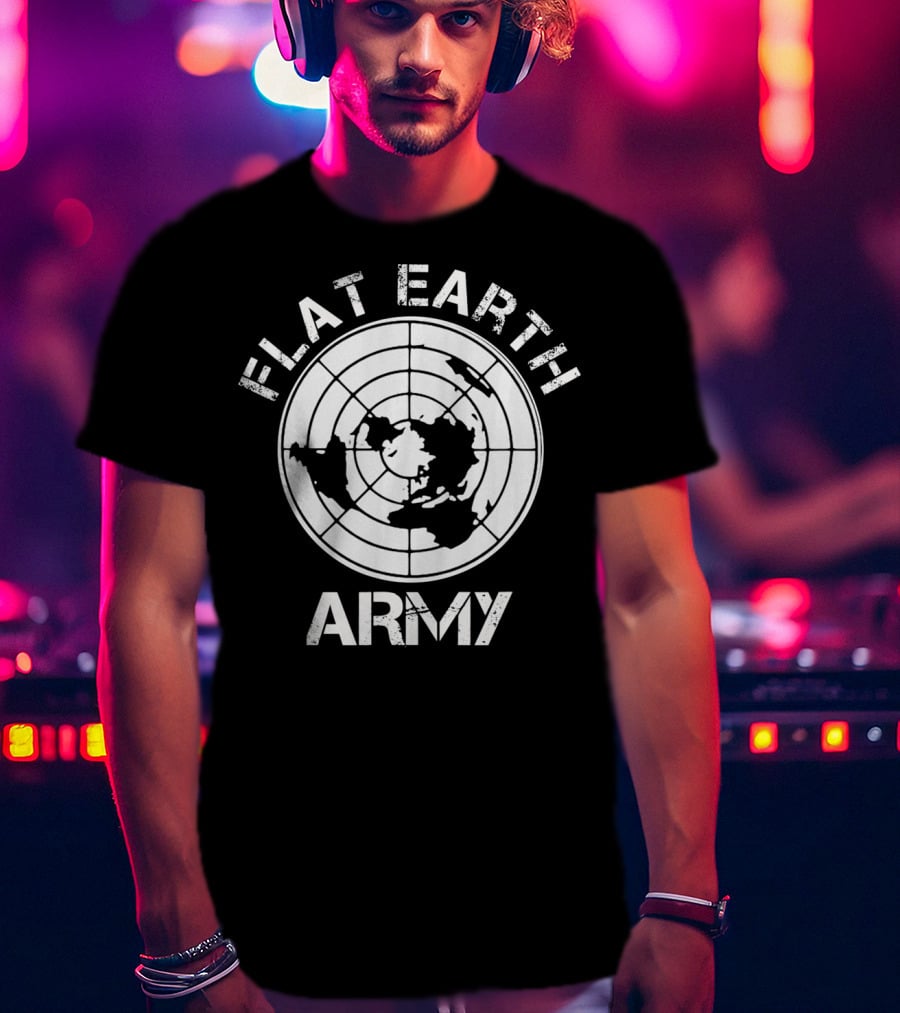 Flat Earth Army Map Emblem T-Shirt
