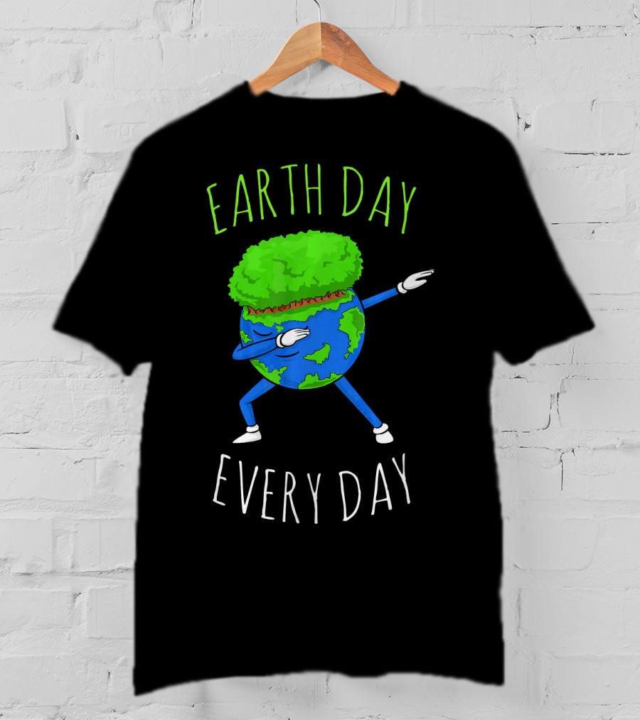 Earth Day Every Day Dancing Globe With Green Hair T-Shirt