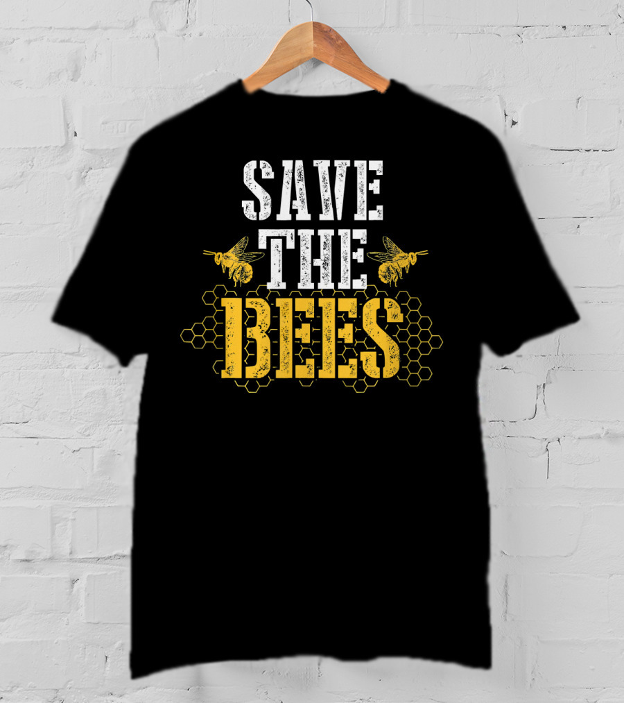 Save The Bees Honeycomb Earth Day Environmental Awareness T-Shirt