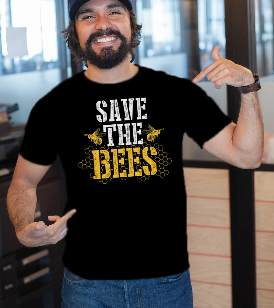 Save The Bees Honeycomb Earth Day Environmental Awareness T-Shirt
