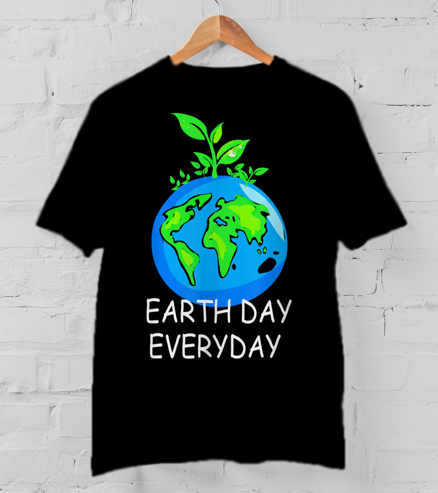 Earth Day Everyday Environmental Awareness Earth With Leaves T-Shirt