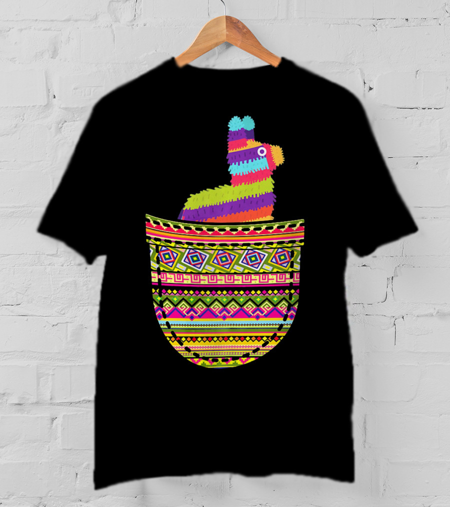 Mexican Pinata Pocket Cinco De Mayo Fiesta Colorful T-Shirt