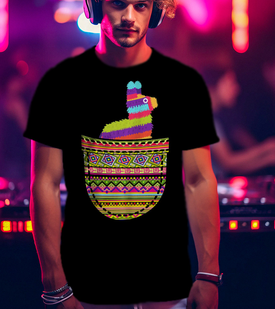 Mexican Pinata Pocket Cinco De Mayo Fiesta Colorful T-Shirt