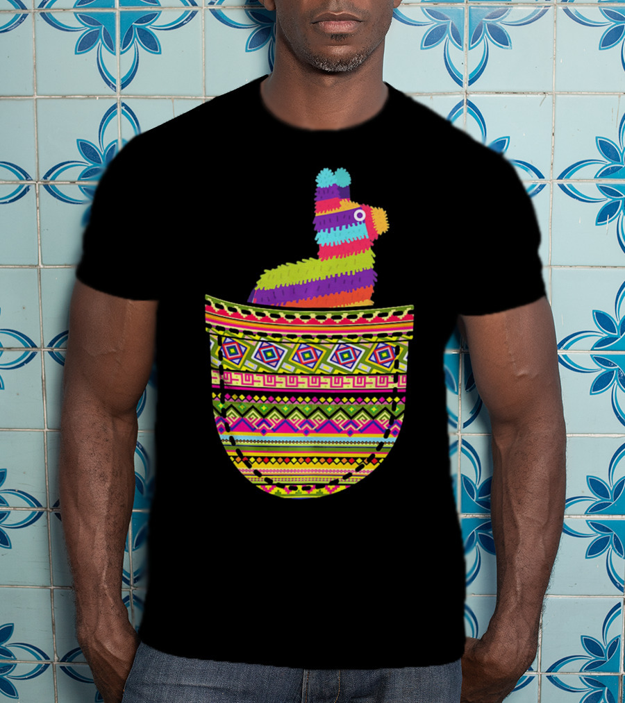 Mexican Pinata Pocket Cinco De Mayo Fiesta Colorful T-Shirt