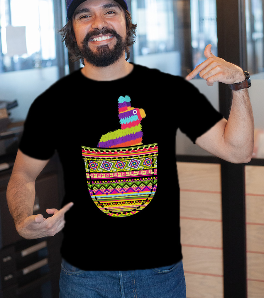 Mexican Pinata Pocket Cinco De Mayo Fiesta Colorful T-Shirt