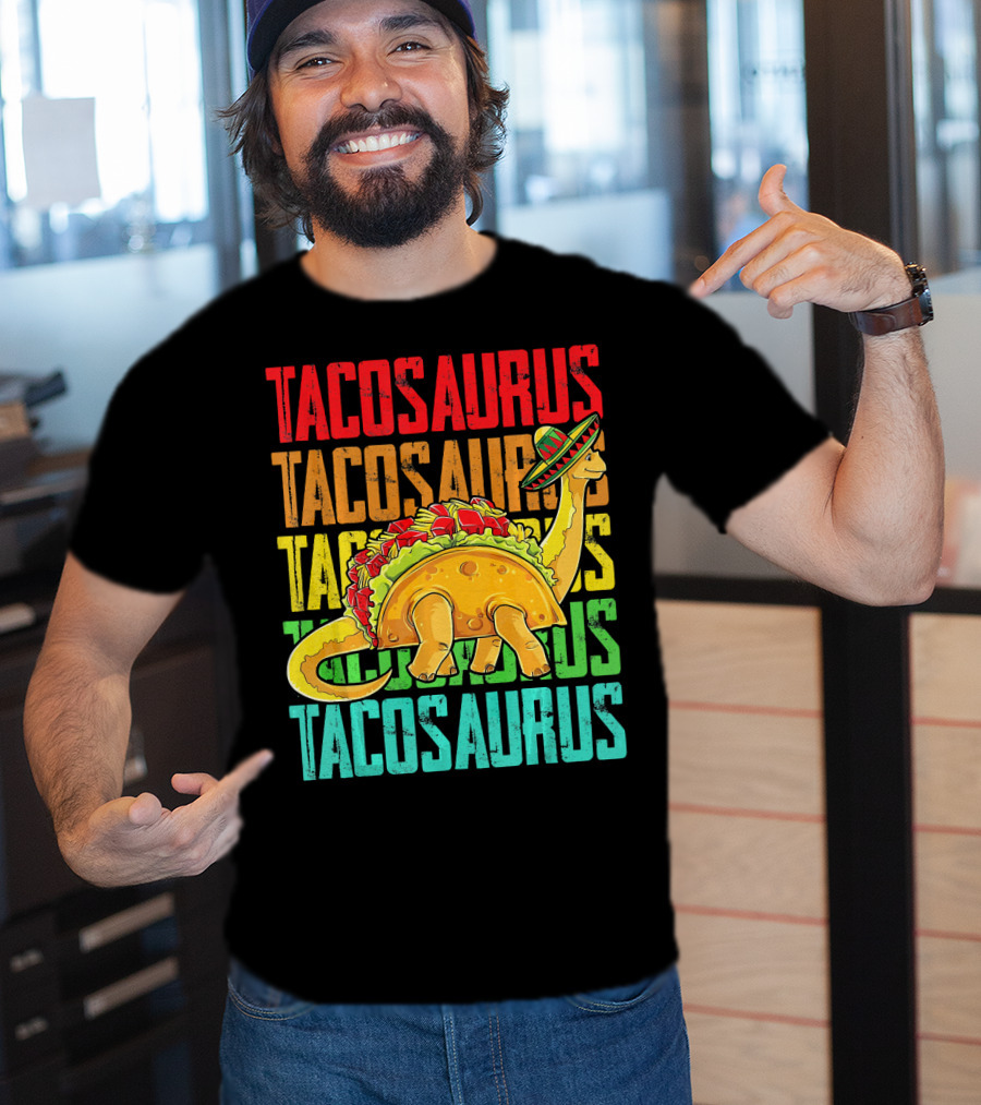 Tacosaurus Sombrero Dinosaur Taco Mexican Fiesta T-Shirt