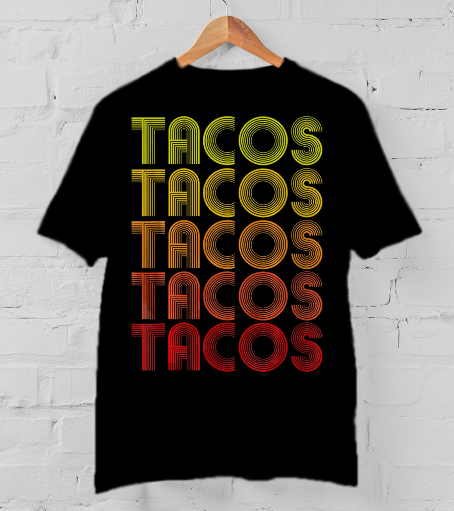 Vintage Tacos Lover Cinco De Mayo Retro Lines T-Shirt