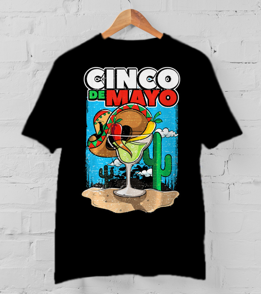 Cinco De Mayo Margarita Cactus Sombrero Fiesta T-Shirt