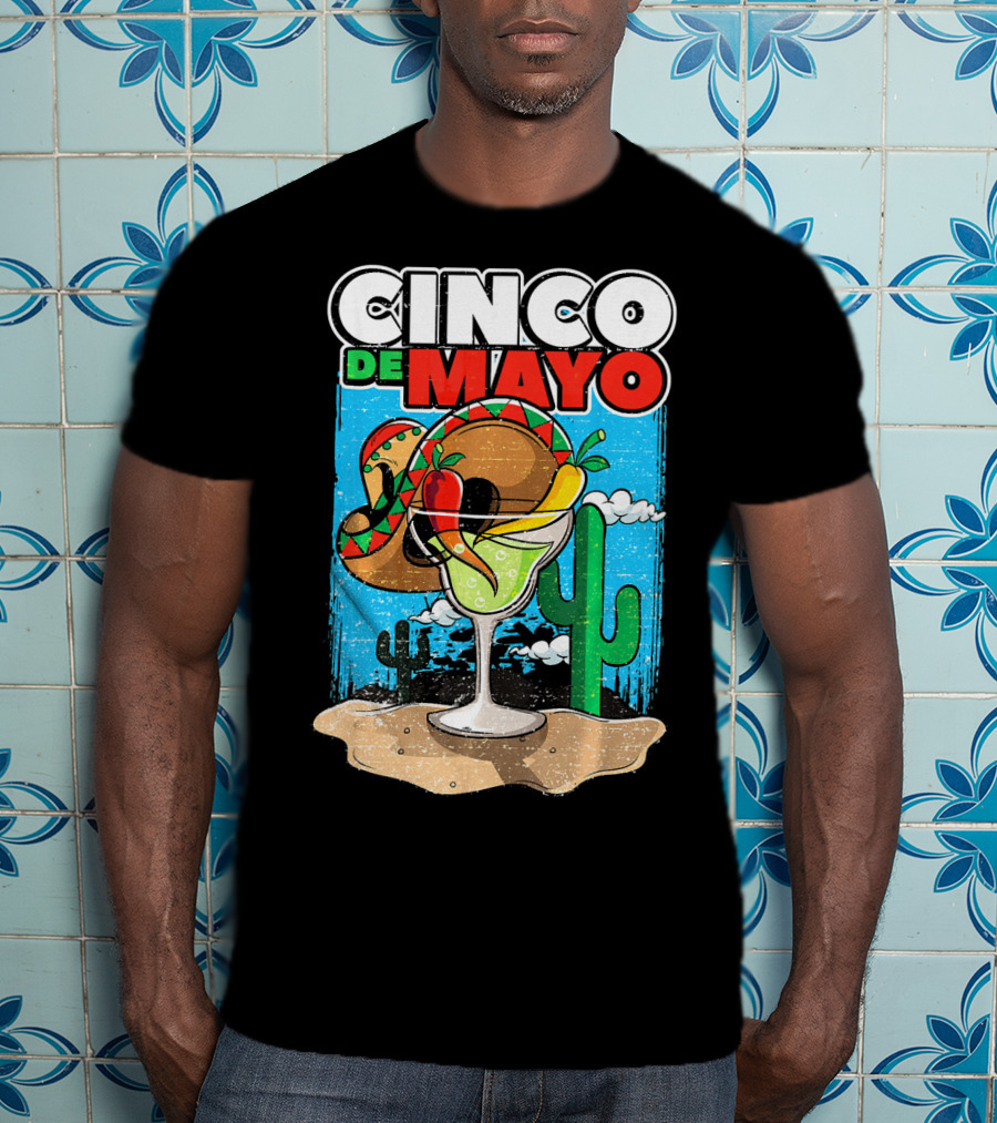 Cinco De Mayo Margarita Cactus Sombrero Fiesta T-Shirt