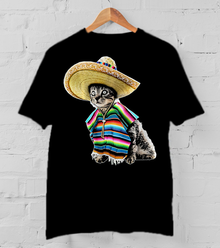 Cinco De Mayo Cat Sombrero Funny Fiesta Kitten T-Shirt