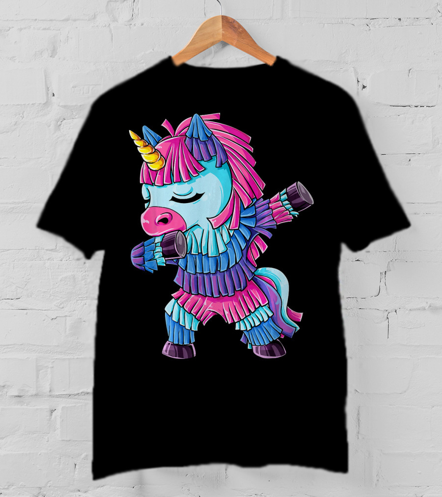 Dabbing Unicorn Pinata Funny Cinco De Mayo Party T-Shirt