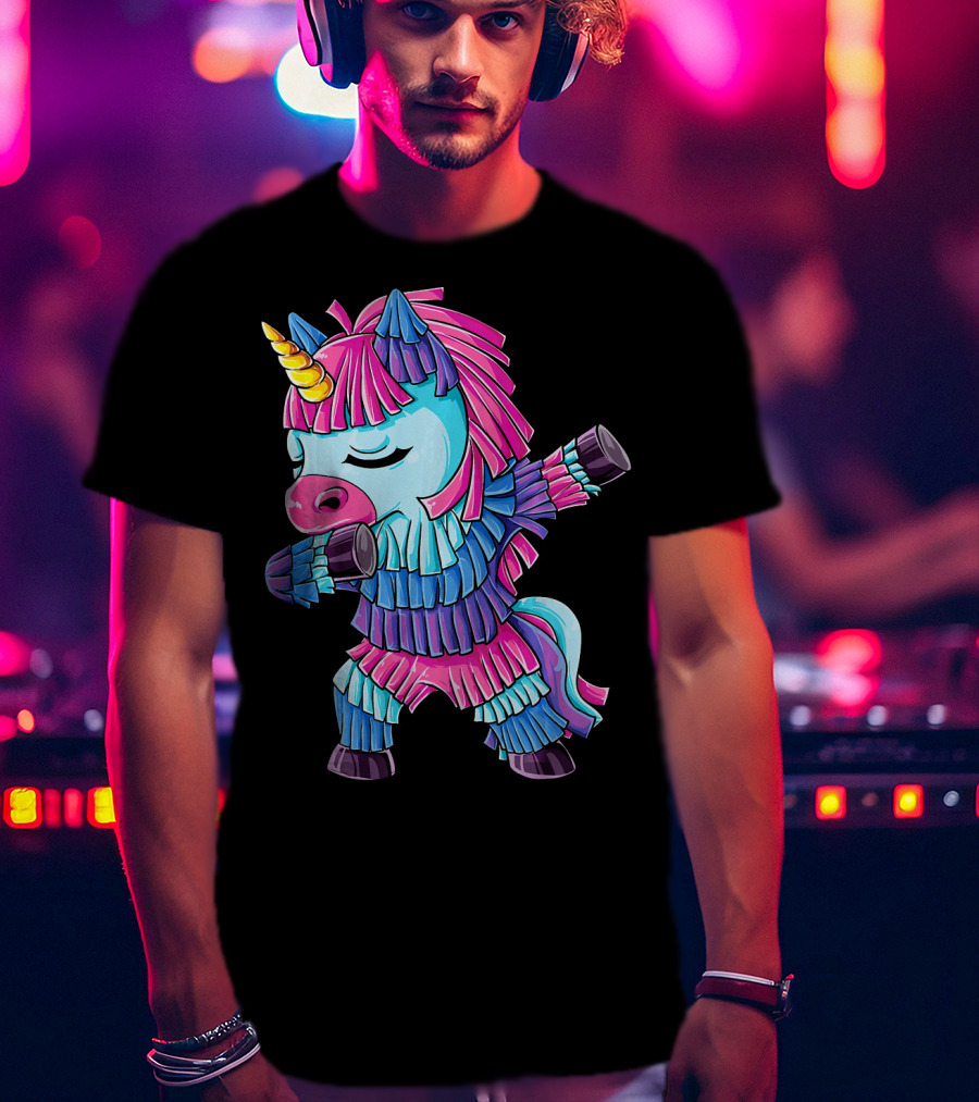 Dabbing Unicorn Pinata Funny Cinco De Mayo Party T-Shirt