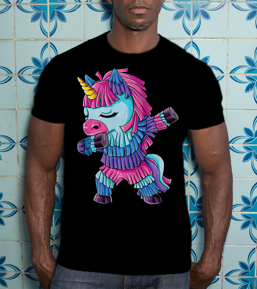 Dabbing Unicorn Pinata Funny Cinco De Mayo Party T-Shirt