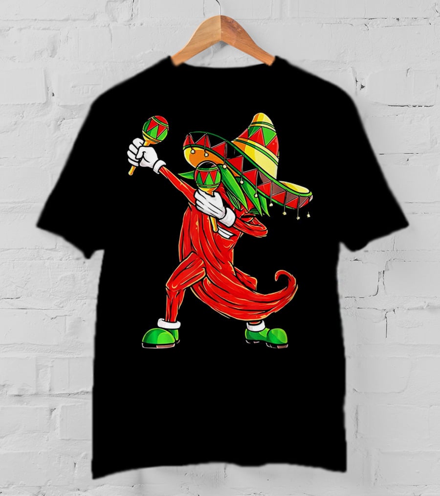 Dabbing Chili Sombrero Maracas Festival Fiery Dance T-Shirt