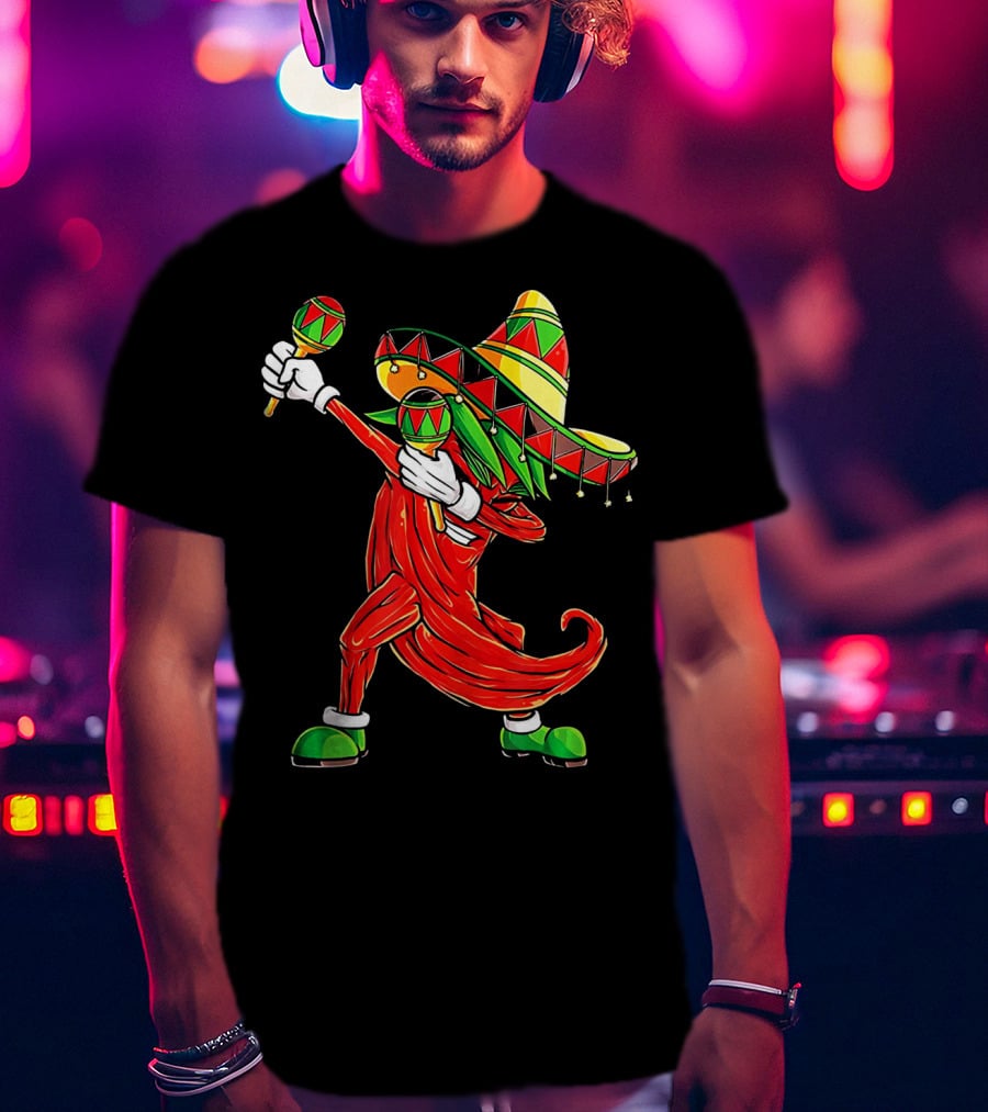 Dabbing Chili Sombrero Maracas Festival Fiery Dance T-Shirt