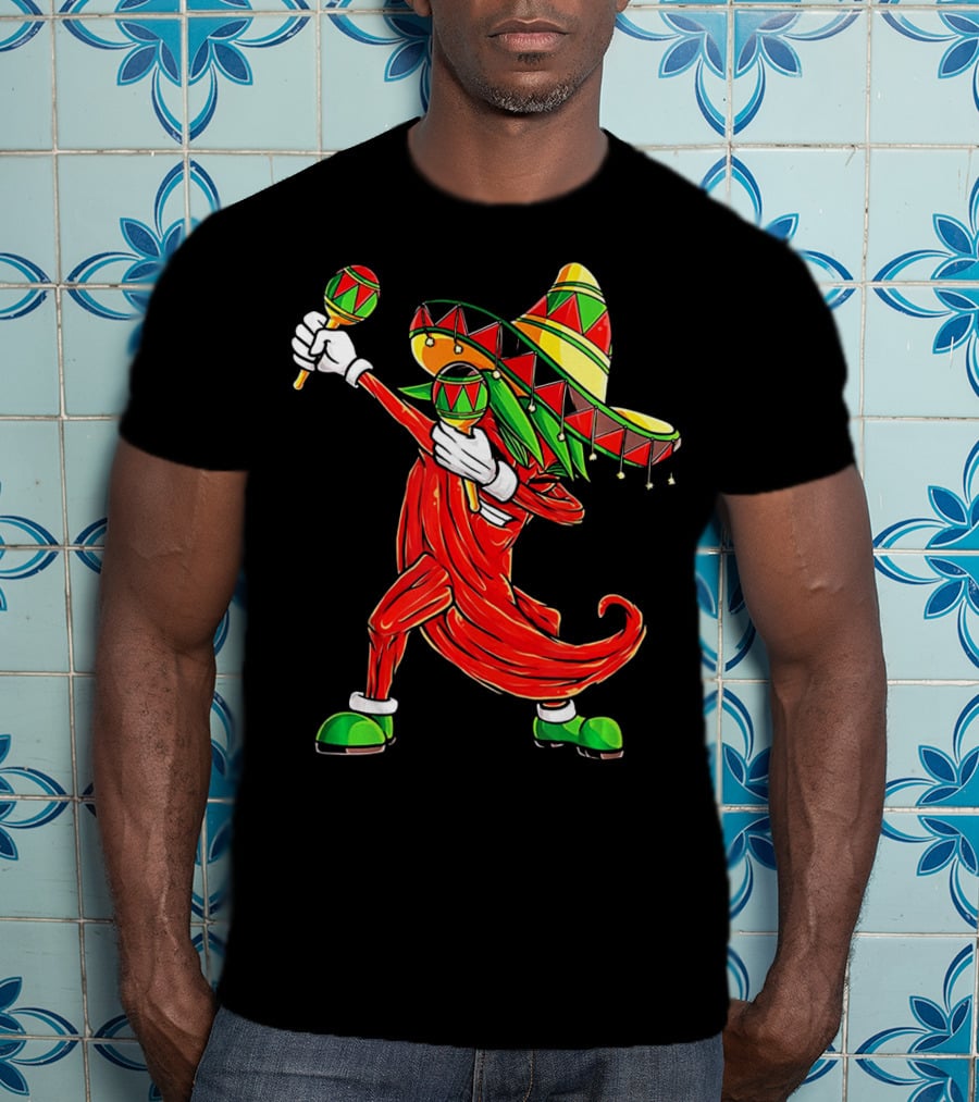 Dabbing Chili Sombrero Maracas Festival Fiery Dance T-Shirt