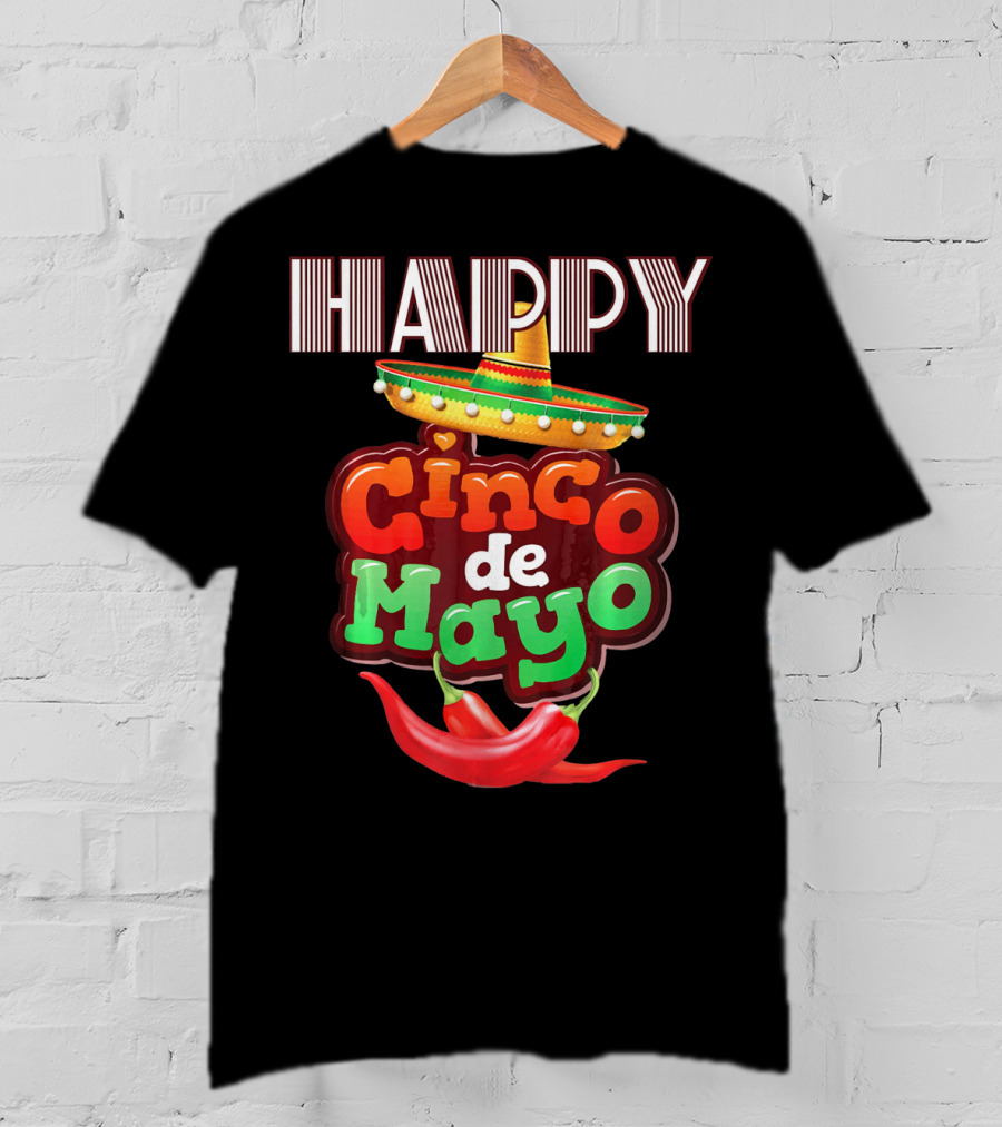 Happy Cinco De Mayo Sombrero Red Chili Peppers T-Shirt
