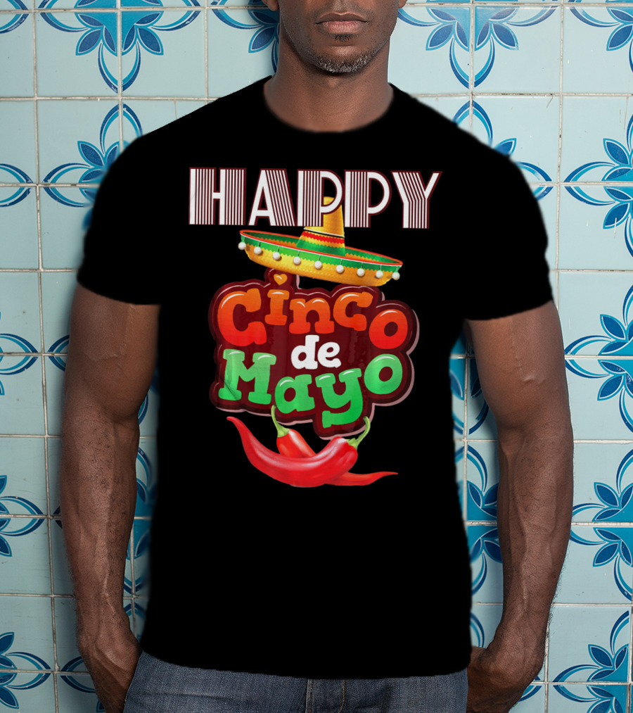 Happy Cinco De Mayo Sombrero Red Chili Peppers T-Shirt