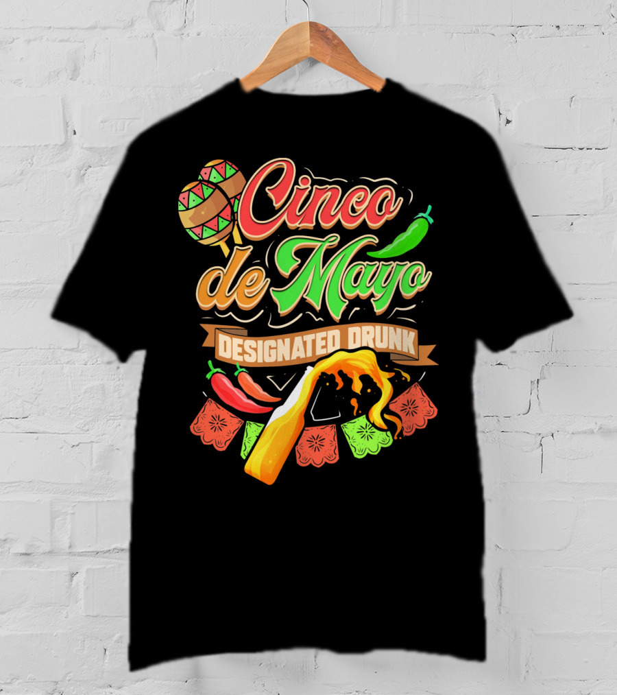 Cinco De Mayo Designated Drunk Peppers Beer Fiesta T-Shirt