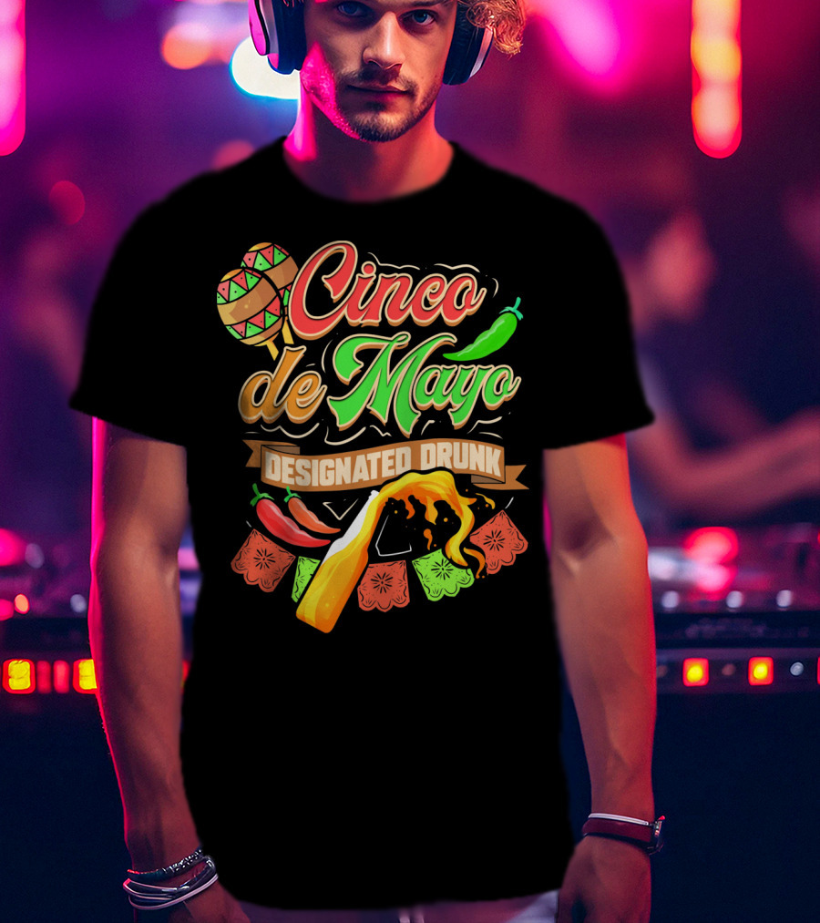 Cinco De Mayo Designated Drunk Peppers Beer Fiesta T-Shirt