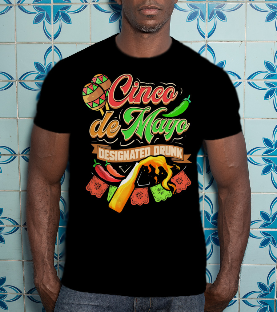 Cinco De Mayo Designated Drunk Peppers Beer Fiesta T-Shirt