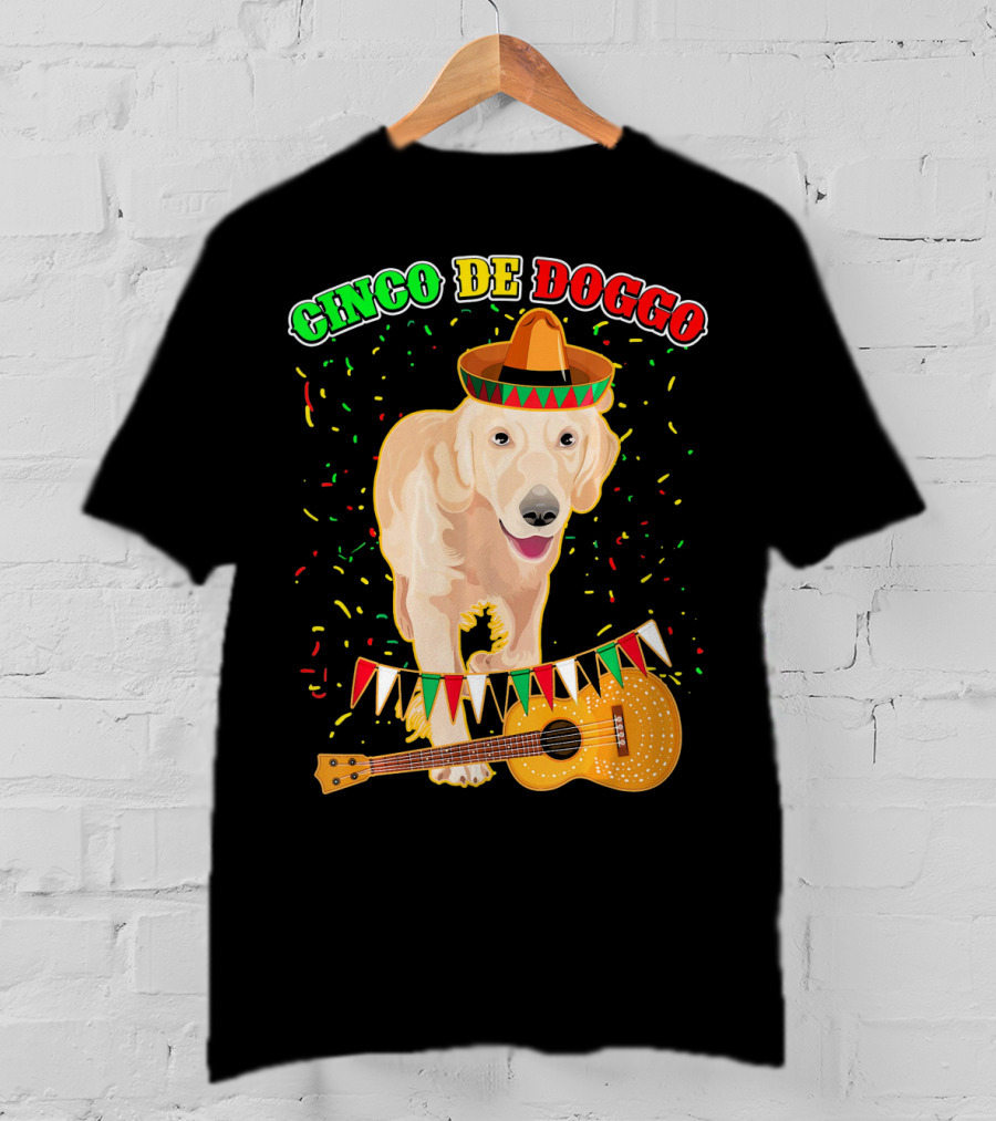 Cinco De Doggo Golden Retriever Sombrero Guitar Fiesta T-Shirt