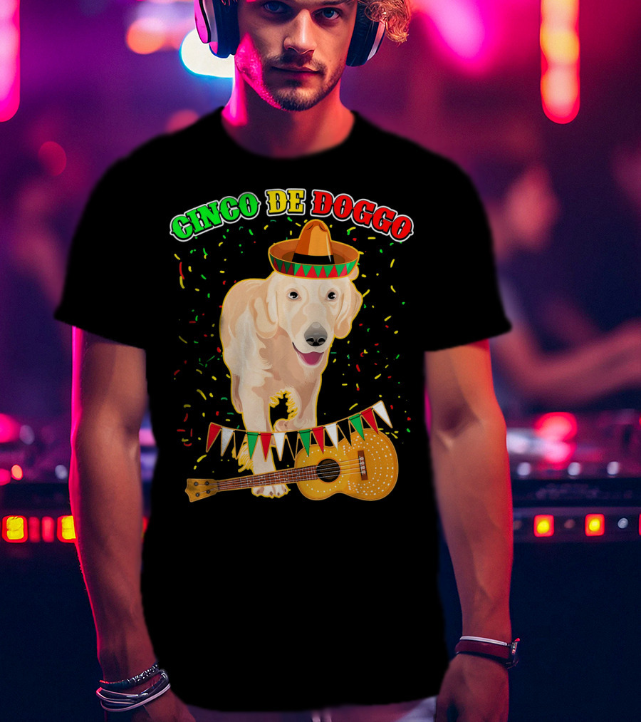 Cinco De Doggo Golden Retriever Sombrero Guitar Fiesta T-Shirt