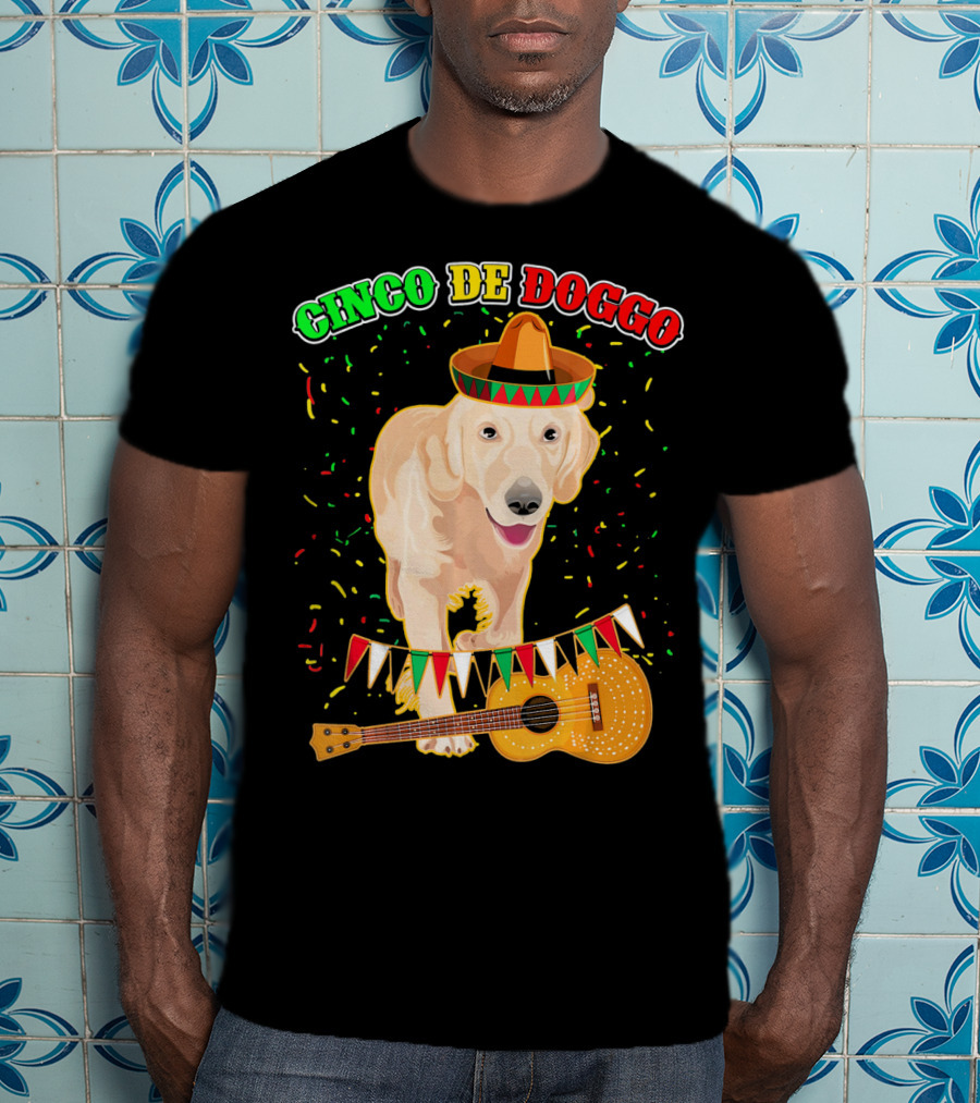 Cinco De Doggo Golden Retriever Sombrero Guitar Fiesta T-Shirt