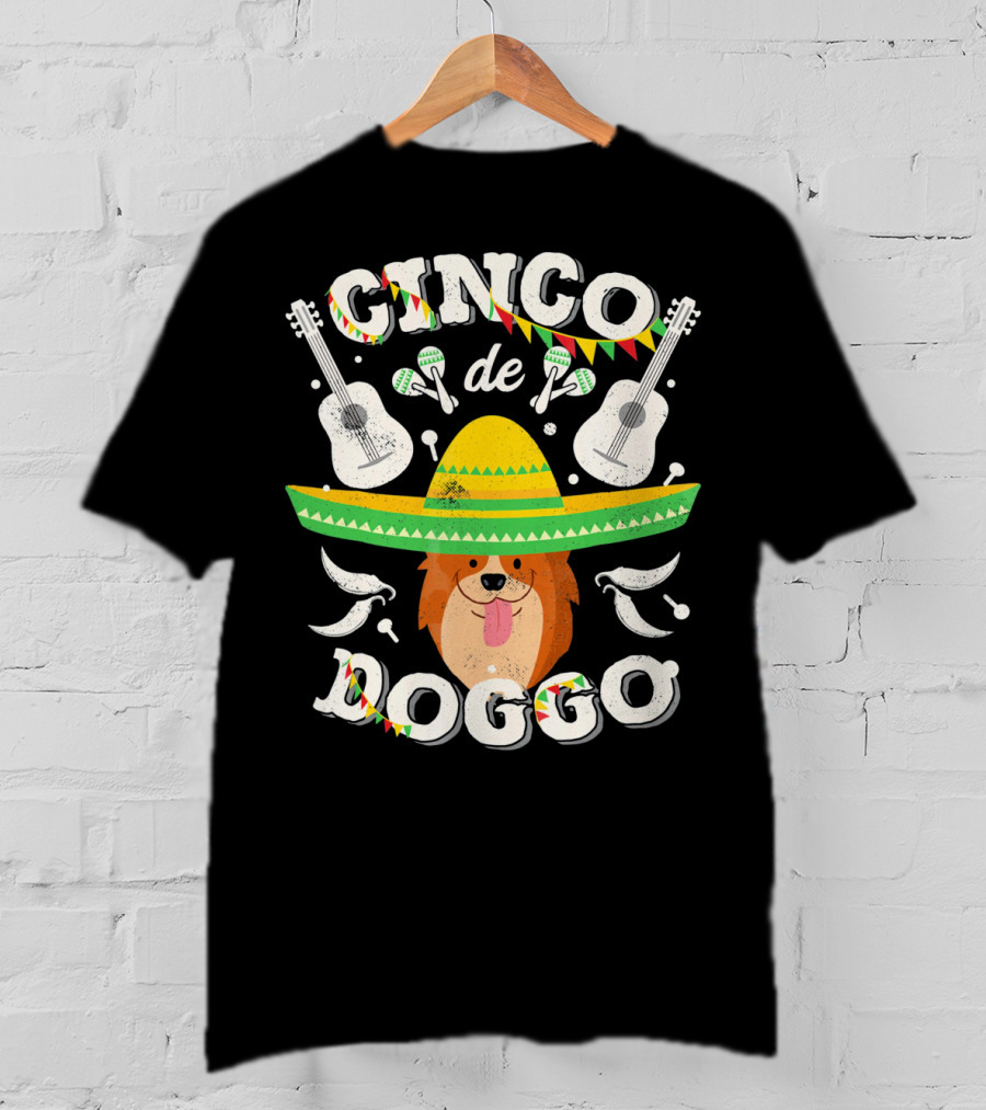 Cinco De Doggo Corgi Sombrero Guitars And Maracas T-Shirt