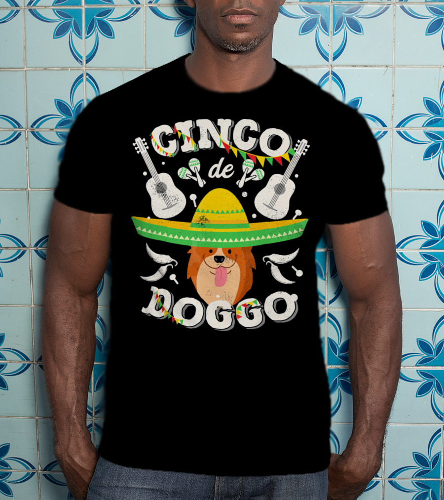 Cinco De Doggo Corgi Sombrero Guitars And Maracas T-Shirt