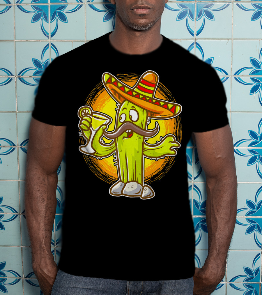 Margarita Cactus With Sombrero Cinco De Mayo Fiesta T-Shirt
