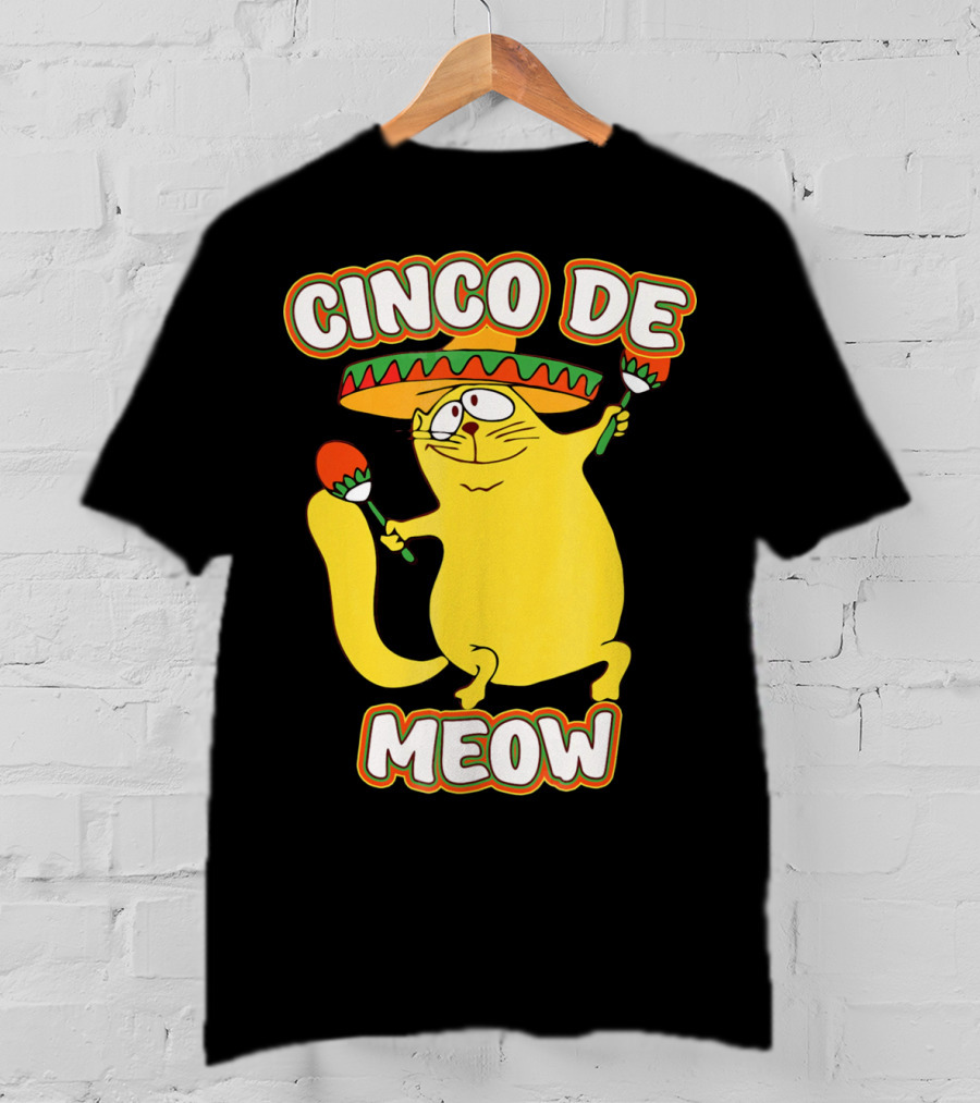 Cinco De Meow Funny Cat Lover Sombrero Party T-Shirt
