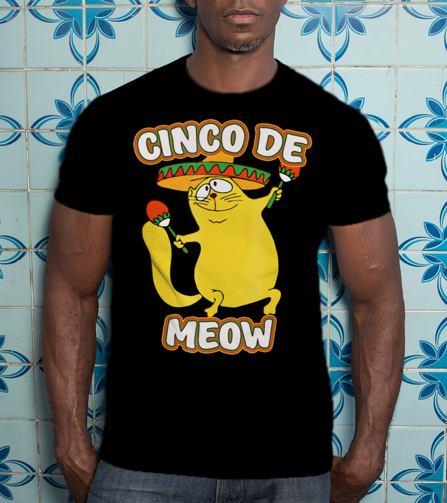 Cinco De Meow Funny Cat Lover Sombrero Party T-Shirt