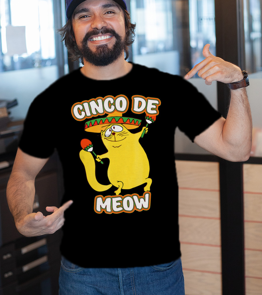 Cinco De Meow Funny Cat Lover Sombrero Party T-Shirt