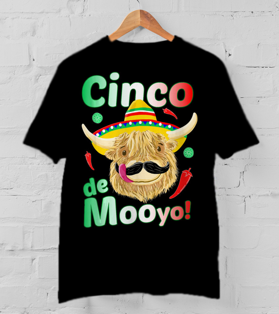 Cinco De Mooyo Scottish Highland Cow Fiesta T-Shirt